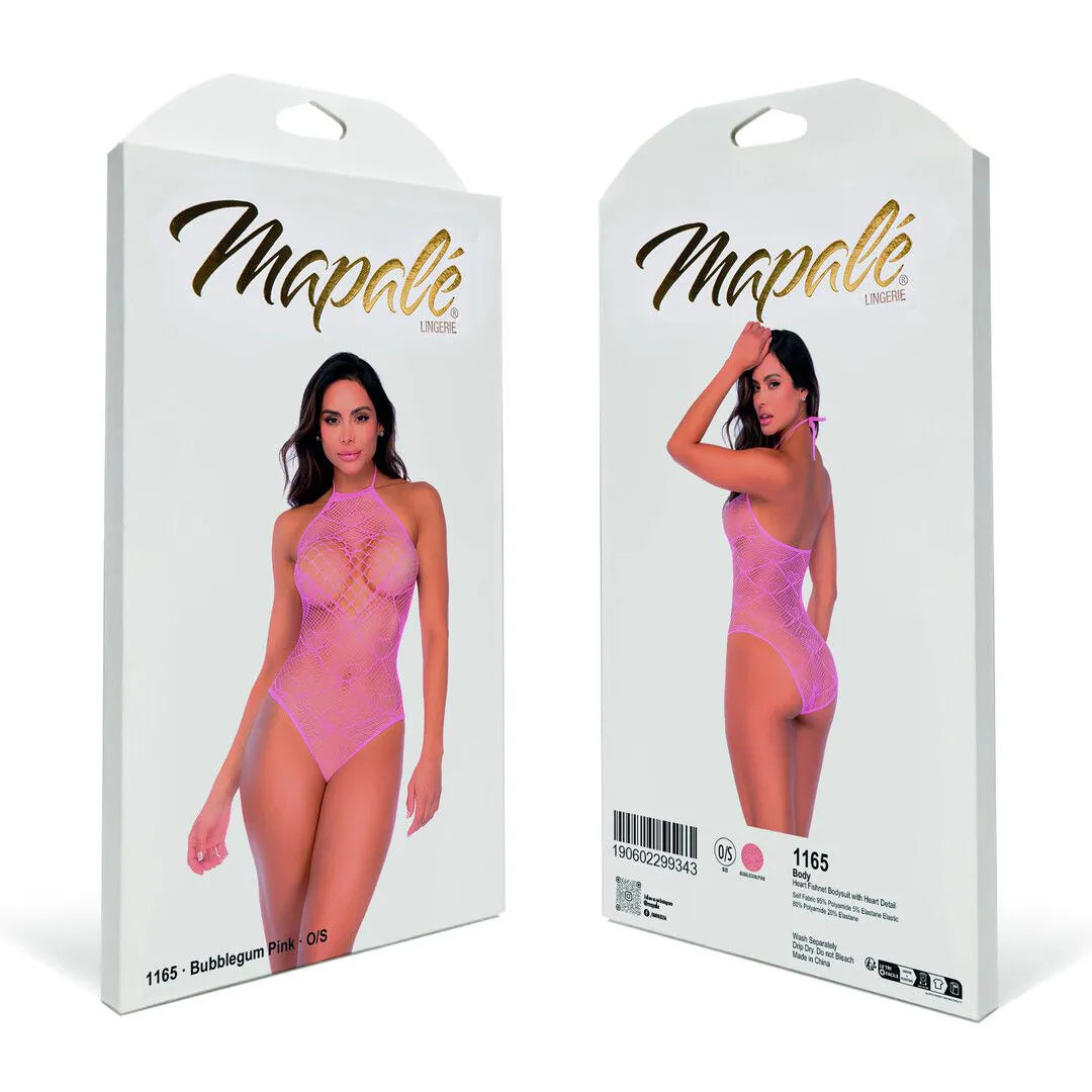Mapale - Heart Fishnet Bodysuit with Heart Detail - PlayBlue