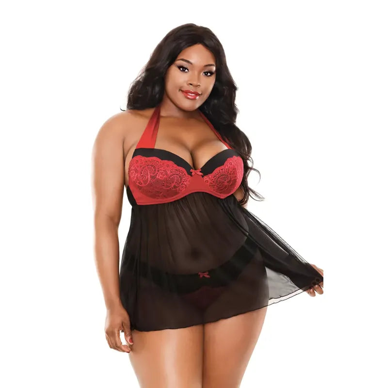 Curve - Sophia Halter Neck Teddy - 3XL/4XL - PlayBlue