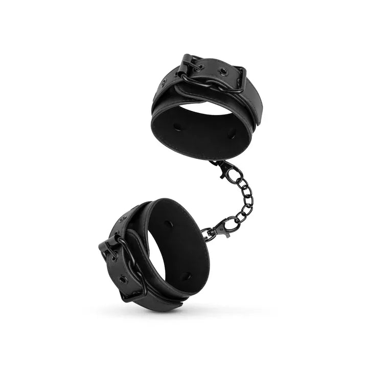 Faux Leather Ankle Cuffs - Black - PlayBlue