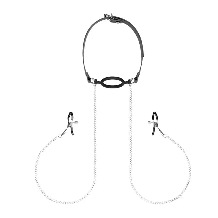 Nipple Clamps & Silicone Gag Ring - PlayBlue