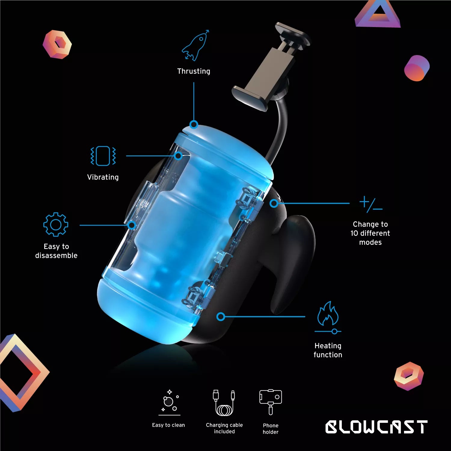 BLOWCAST - Wingman Pro Automatic Masturbator - PlayBlue