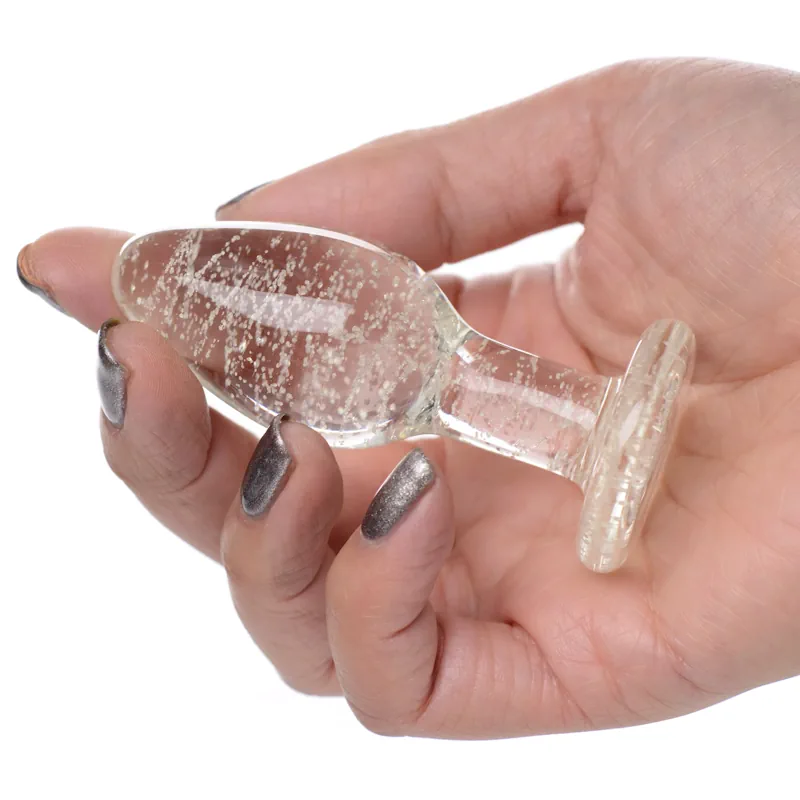 Glow-In-The-Dark Glass Anal Plug - Small - PlayBlue