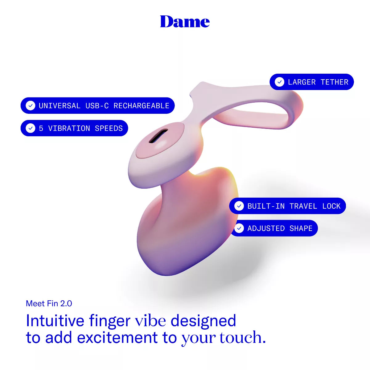 Dame - Fin 2.0 Finger Vibrator - PlayBlue