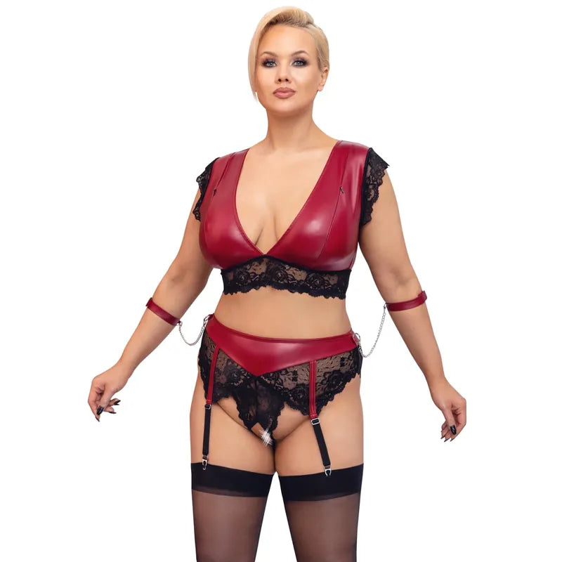 Cottelli Curves - Bralette Suspender Bondage Set - 4XL - PlayBlue