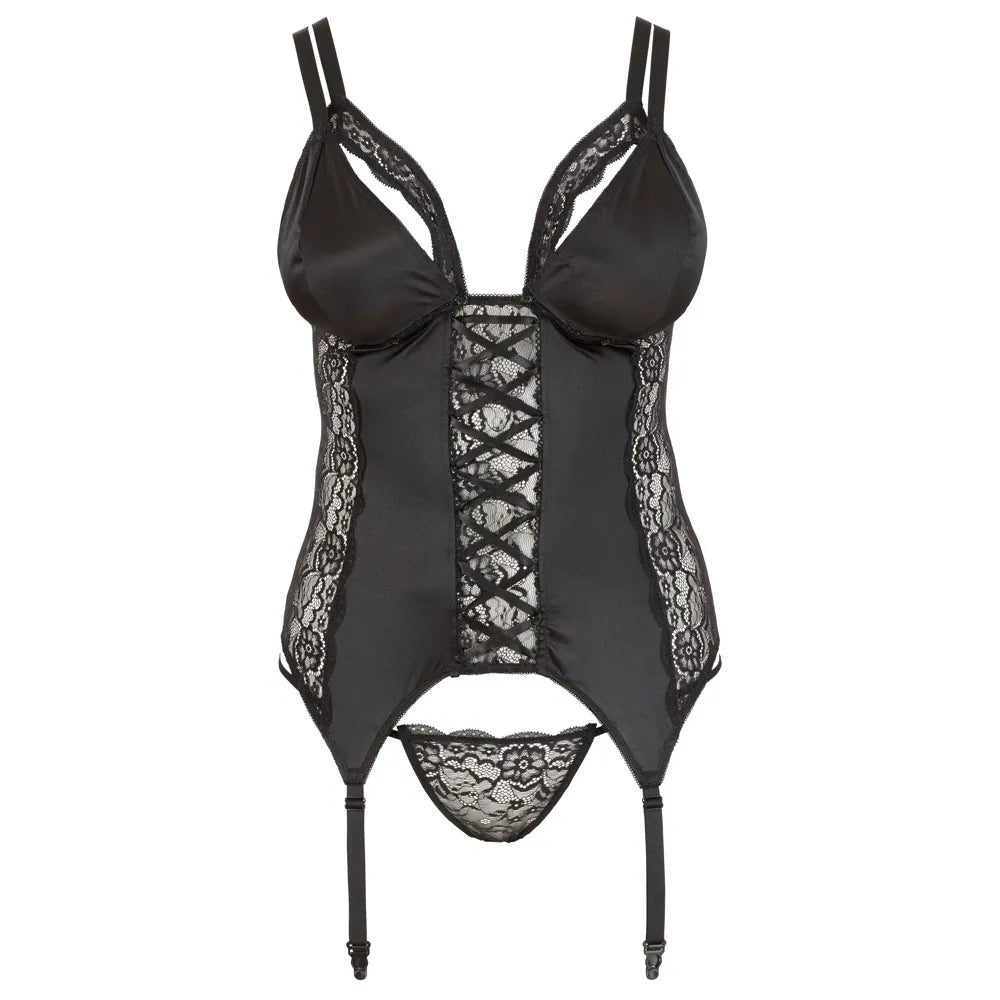 Cottelli Curves - Curvy Lace Basque - 4XL - PlayBlue