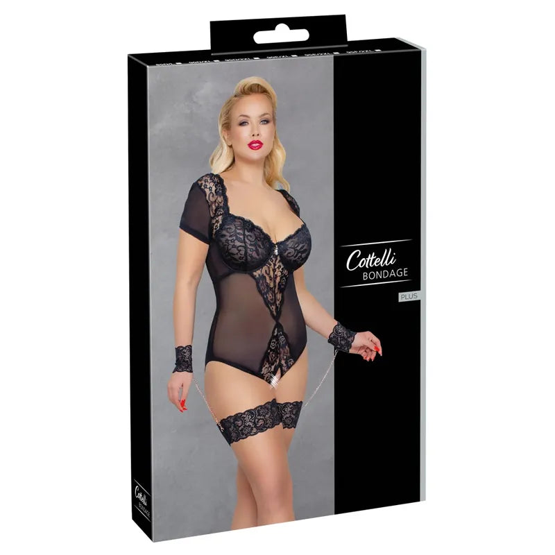 Cottelli Curves - Bondage Lace Body - 95F/2XL - PlayBlue