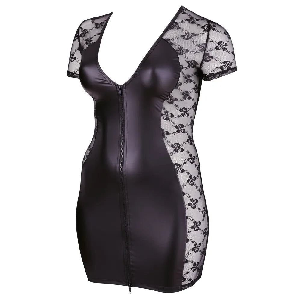 Cottelli Curves - Curvy Slick peek sides Dress - 4XL - PlayBlue