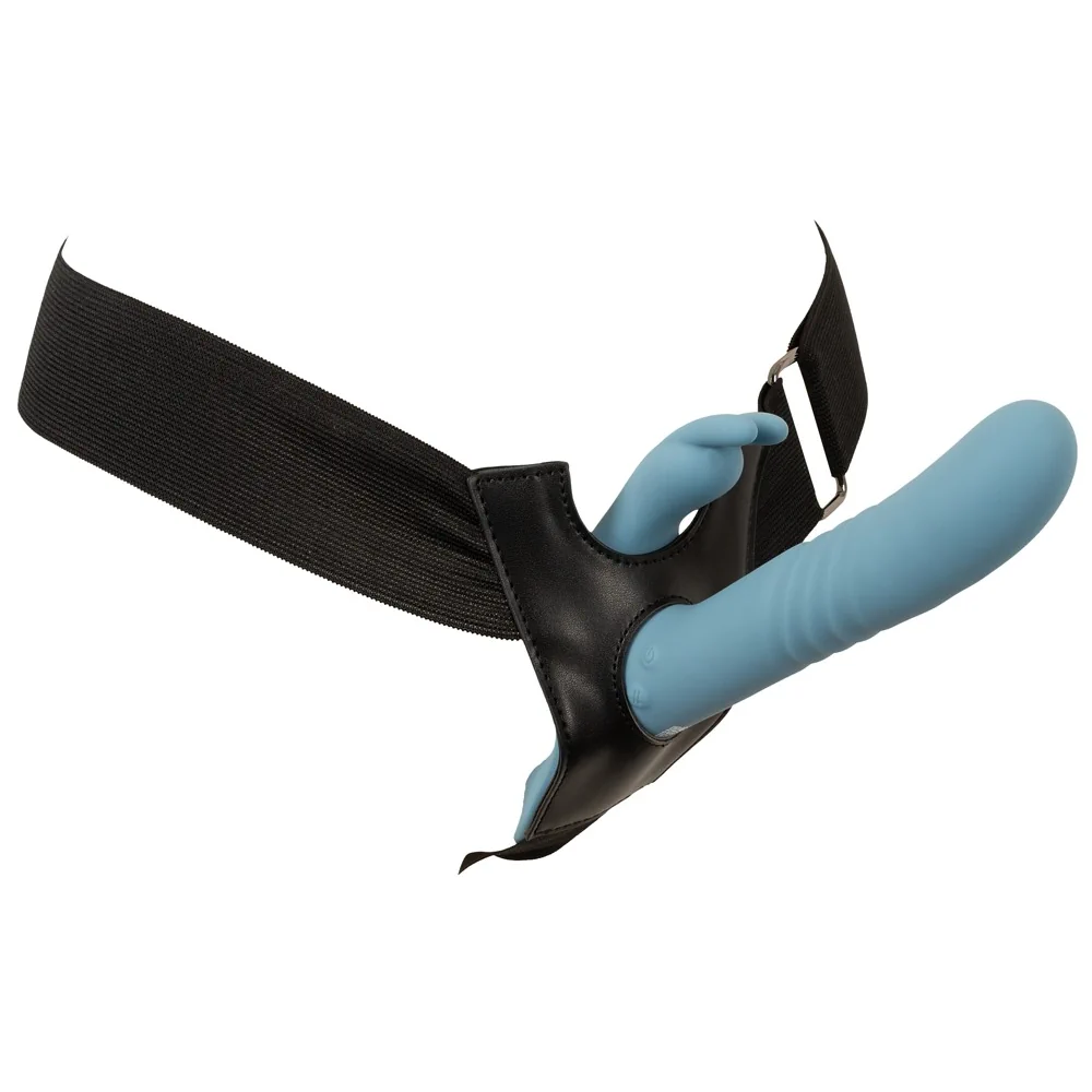 Strap-On Set - Thrusting Rabbit Dual Play - PlayBlue