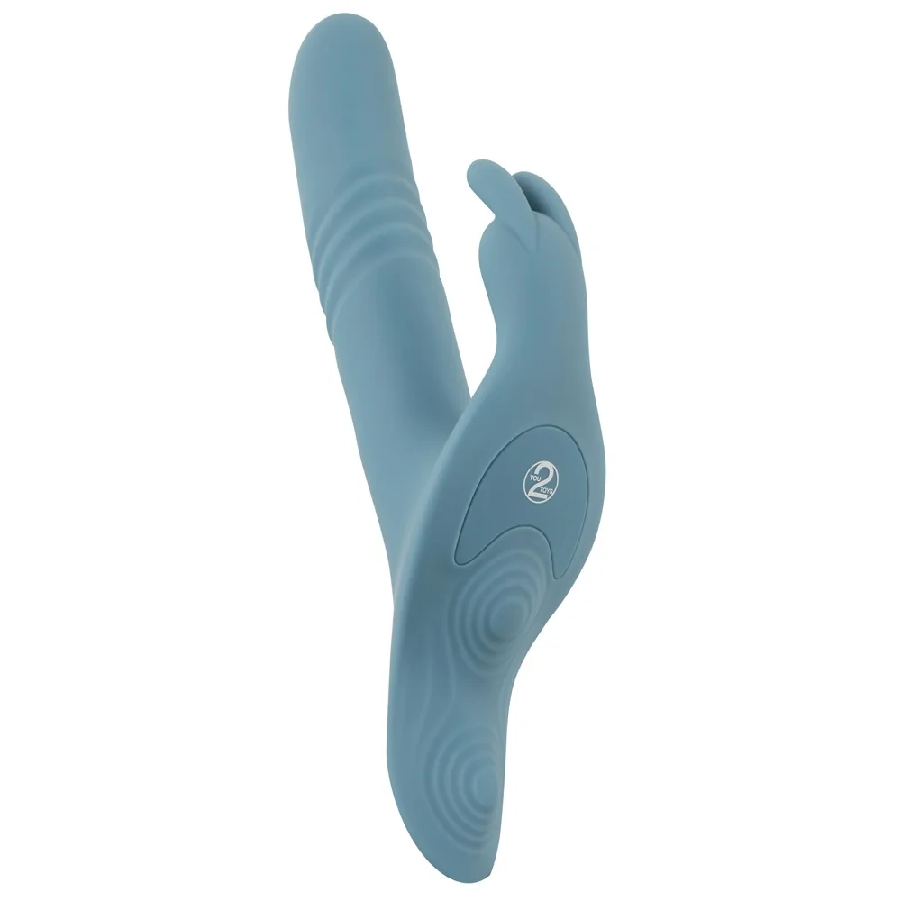 Strap-On Set - Thrusting Rabbit Dual Play - PlayBlue