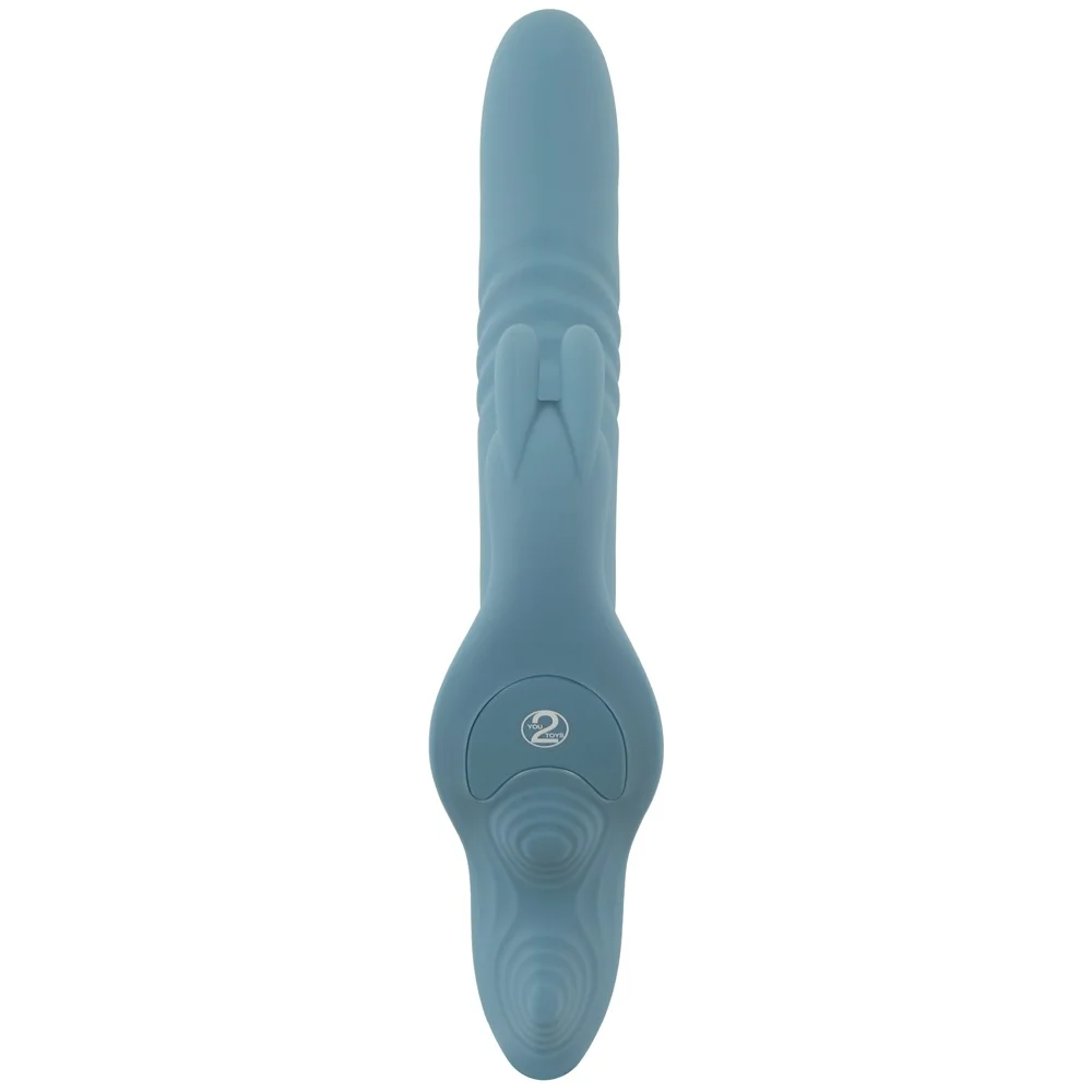Strap-On Set - Thrusting Rabbit Dual Play - PlayBlue