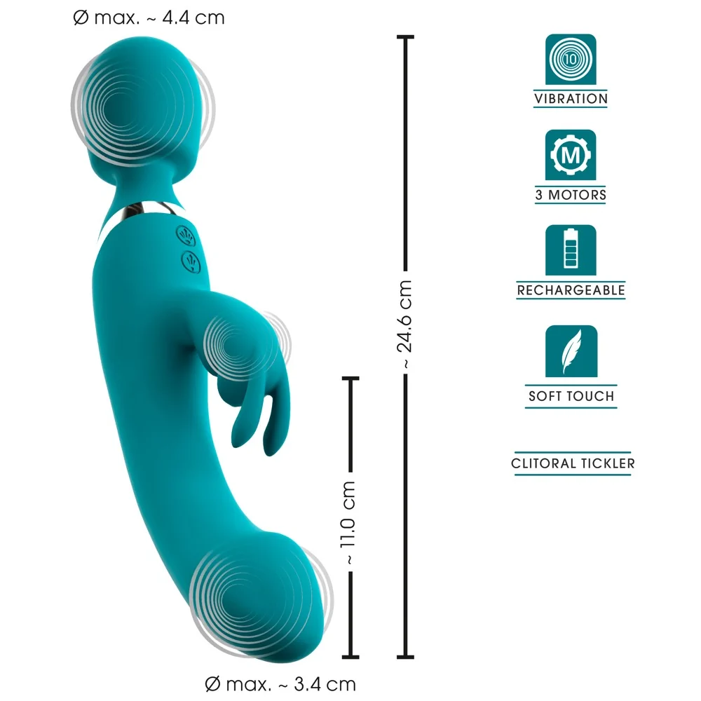 Sweet Smile - 3-in-1 Wand, Rabbit and Vibrator - PlayBlue