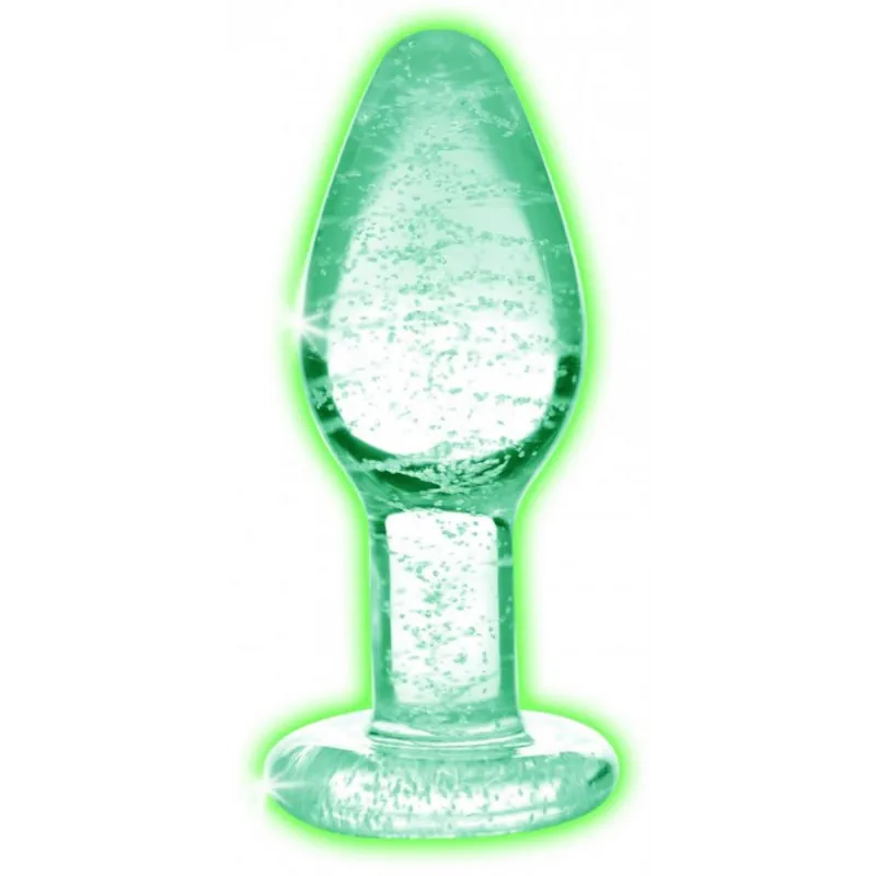 Glow-In-The-Dark Glass Anal Plug - Large - PlayBlue