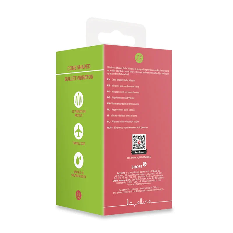 Cone Shaped Rechargeable Silicone Bullet Vibrator - Blushing Red - PlayBlue