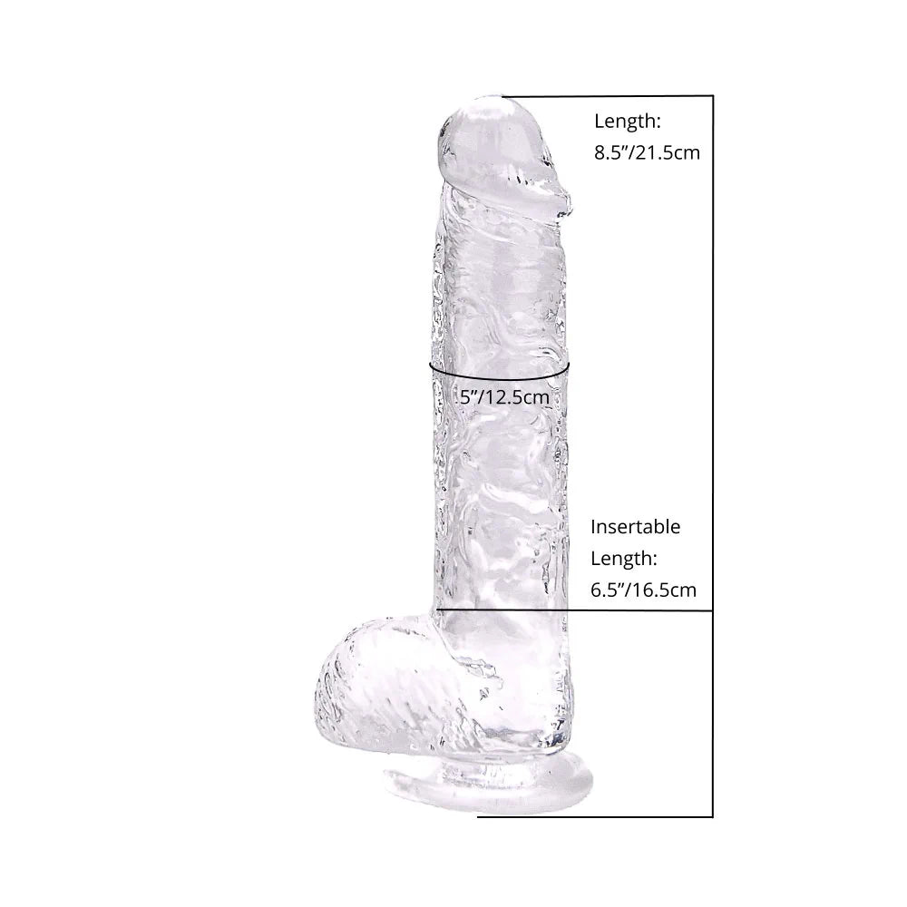 Loving Joy - 8 Realistic Dildo With Balls - Transparent - PlayBlue