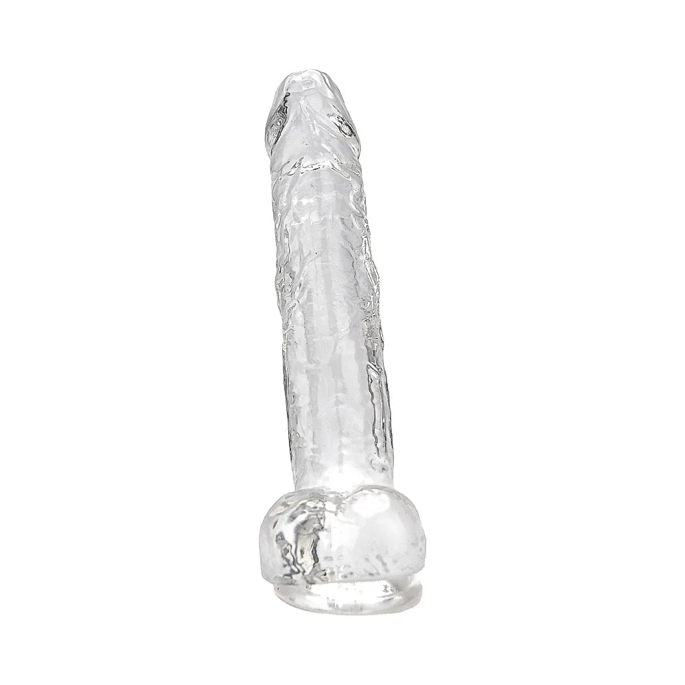 Loving Joy 8 Inch Dildo with Balls Clear - PlayBlue