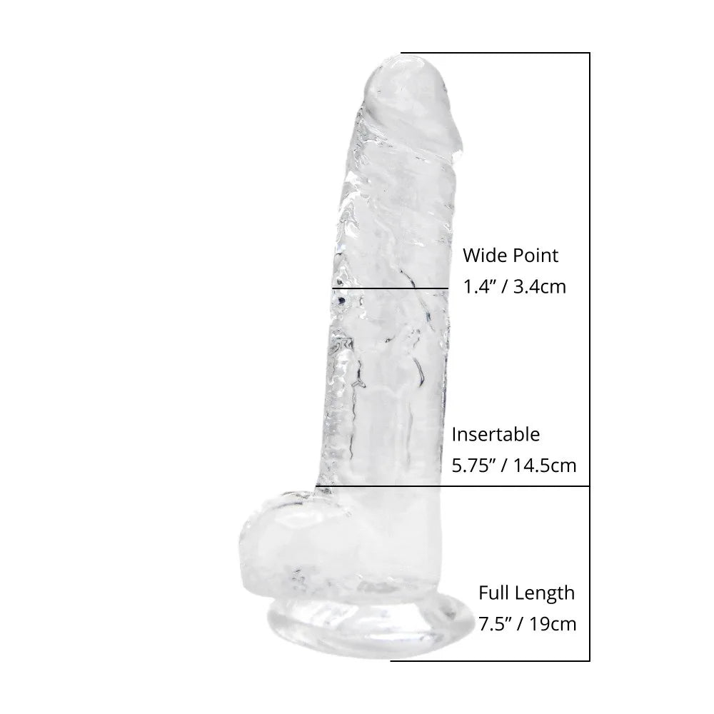 Loving Joy 8 Inch Dildo with Balls Clear - PlayBlue