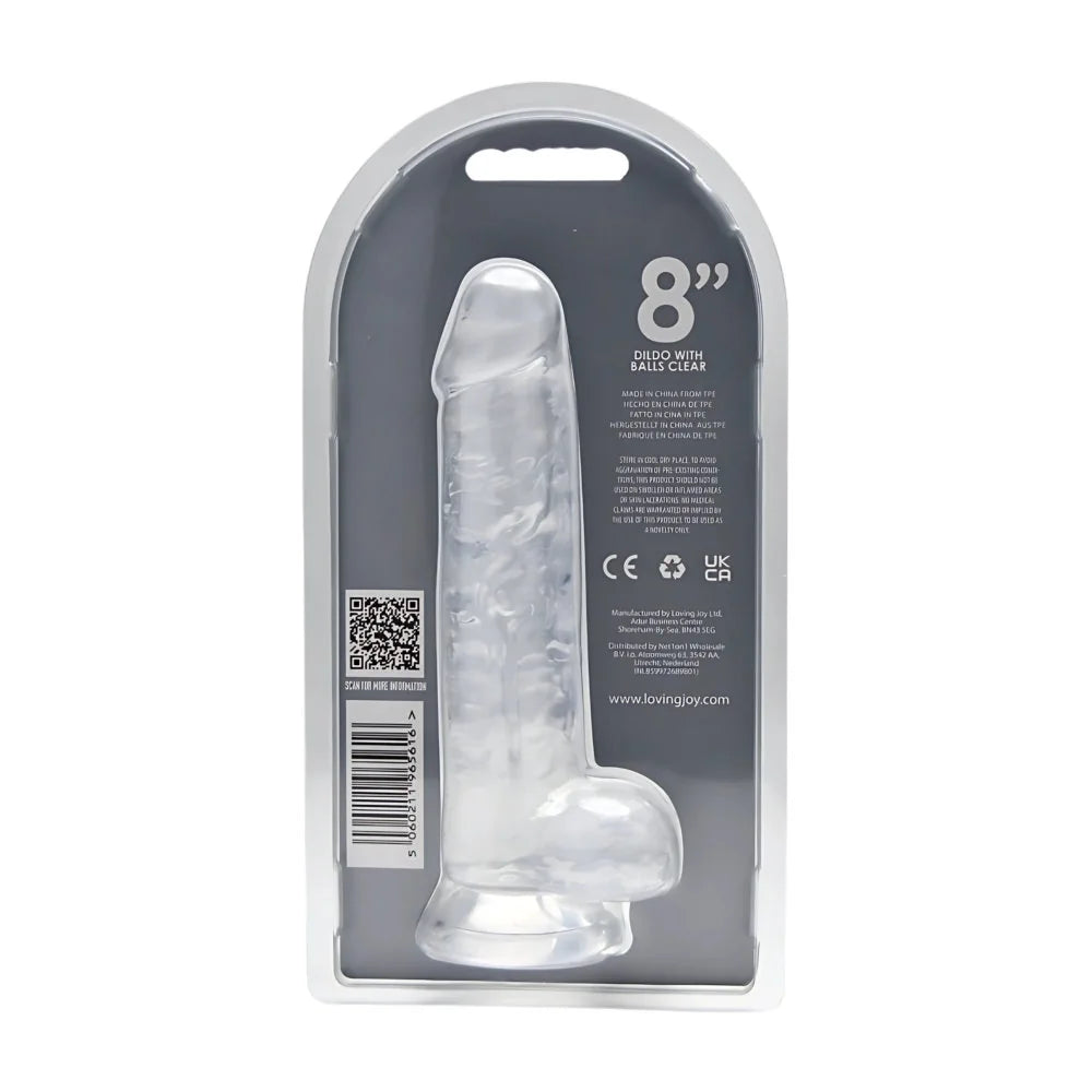 Loving Joy - 8 Realistic Dildo With Balls - Transparent - PlayBlue