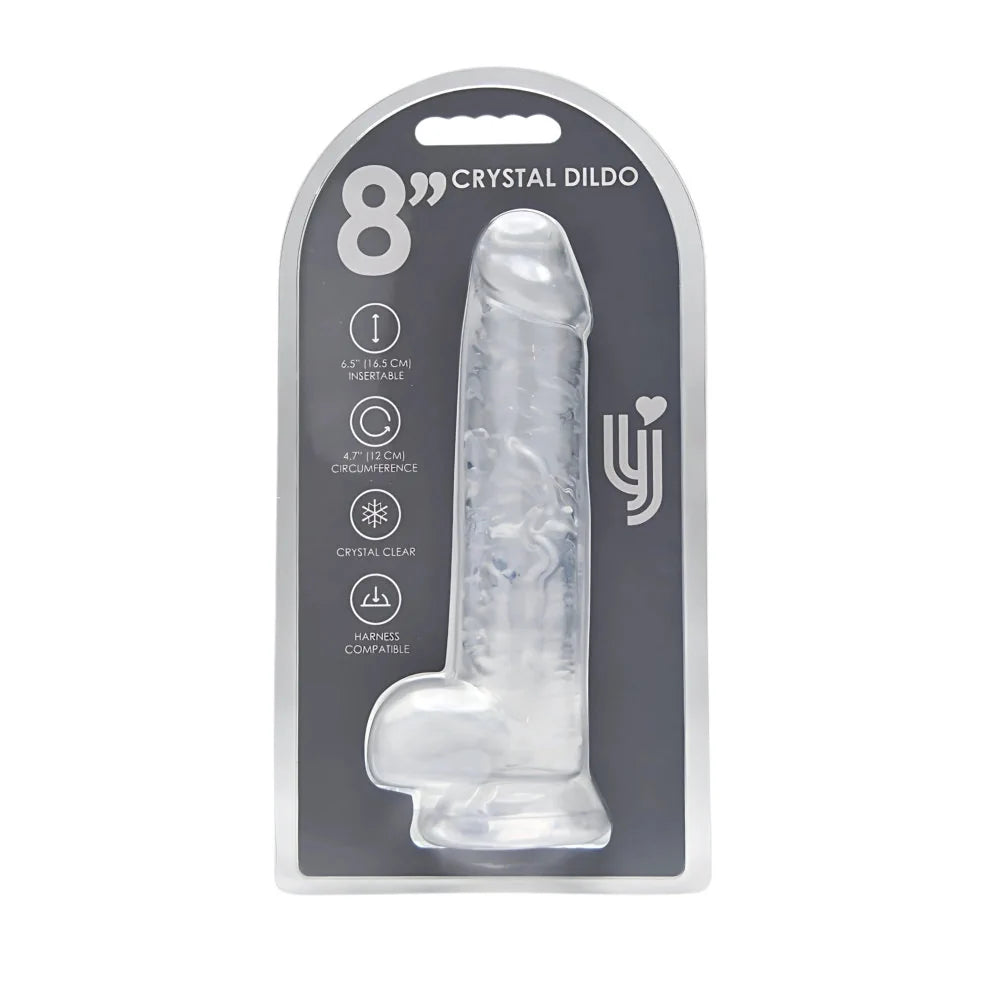 Loving Joy - 8 Realistic Dildo With Balls - Transparent - PlayBlue