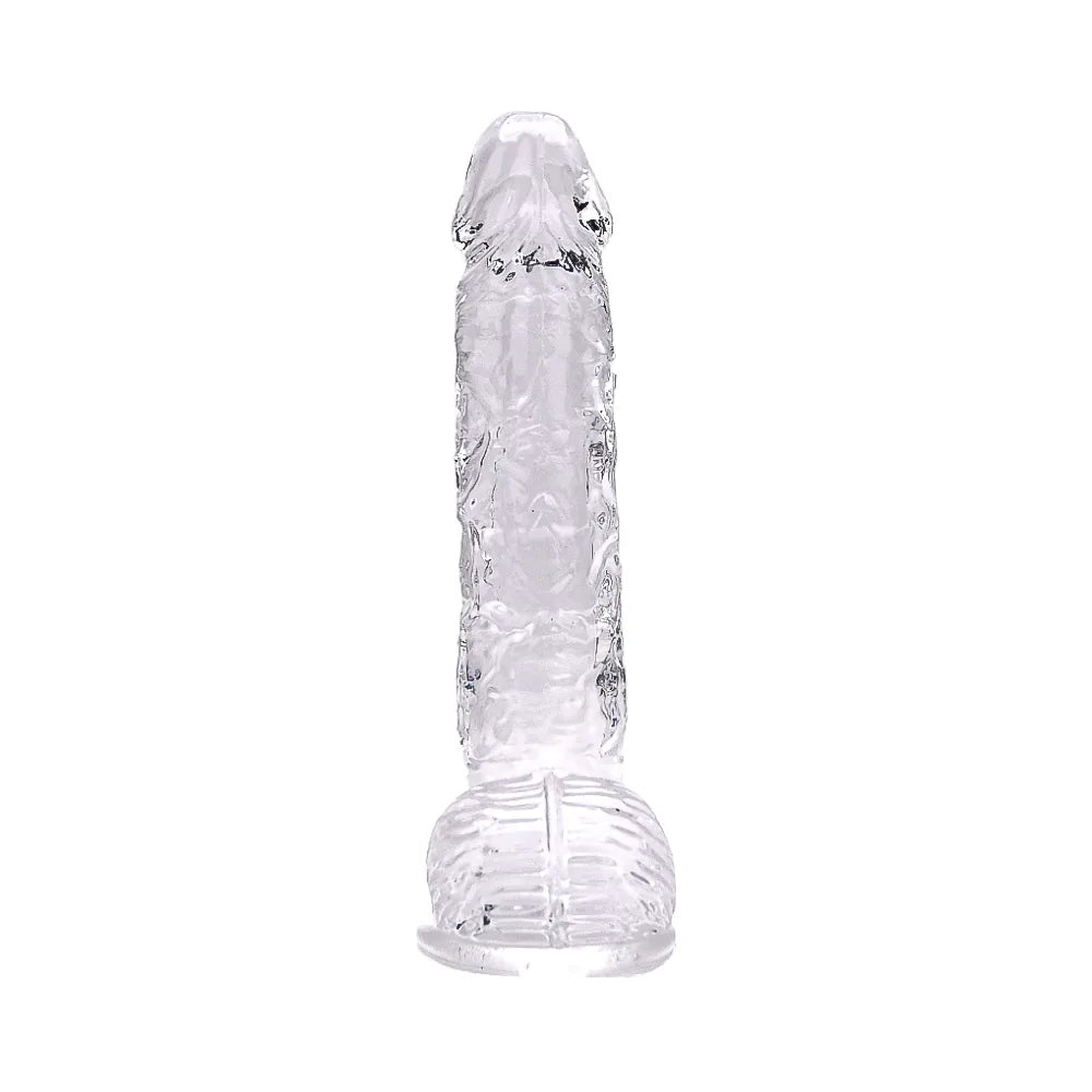 Loving Joy 9 Inch Dildo with Balls Clear - PlayBlue