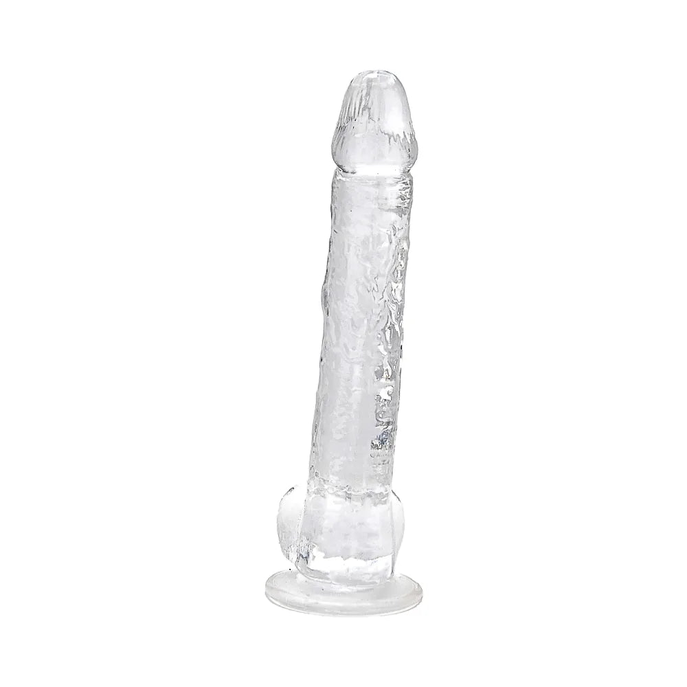 Loving Joy 11 Inch Dildo with Balls Clear - PlayBlue