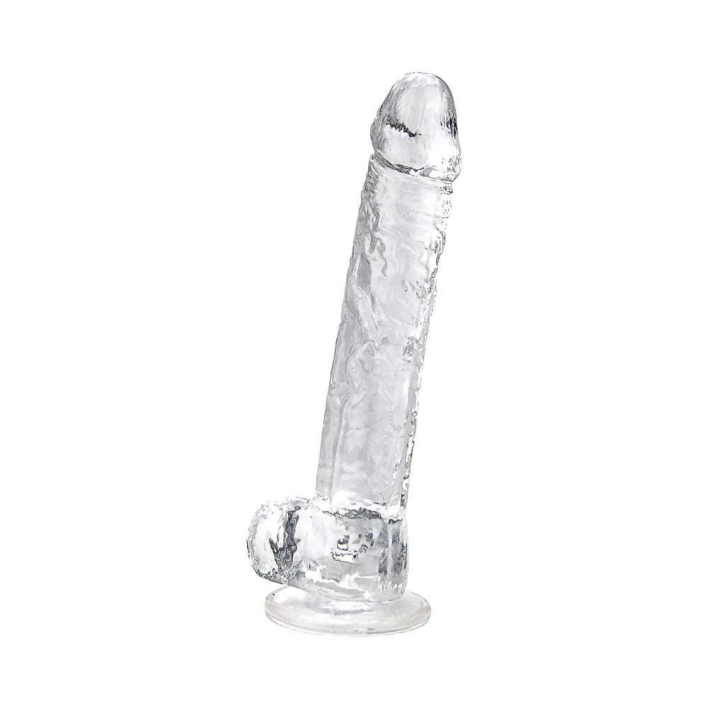 Loving Joy 11 Inch Dildo with Balls Clear - PlayBlue