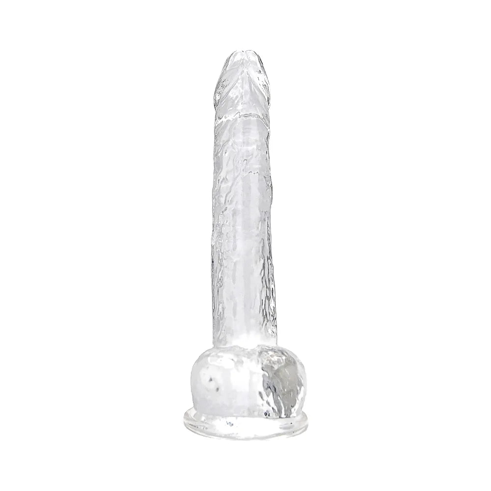 Loving Joy 11 Inch Dildo with Balls Clear - PlayBlue