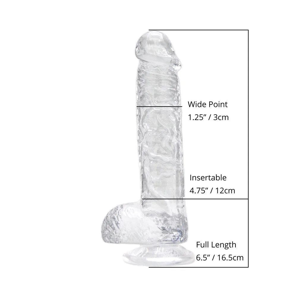 Loving Joy 6 Inch Dildo with Balls Clear - PlayBlue