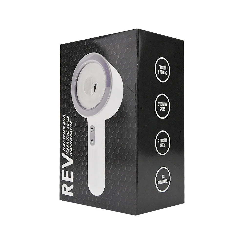 REV Thrusting and Vibrating Male Masturbator - PlayBlue