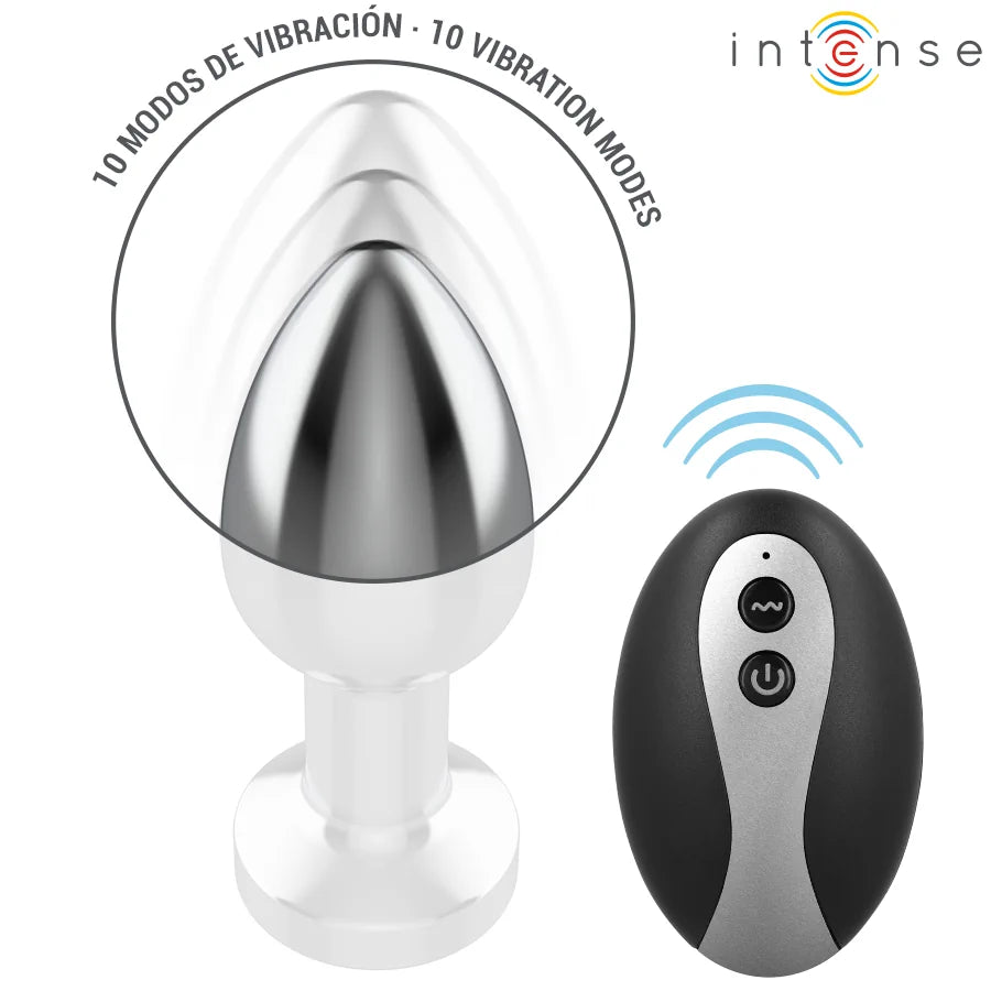 Intense - Remote-Controlled LED-lit Vibrating Metal Plug - PlayBlue
