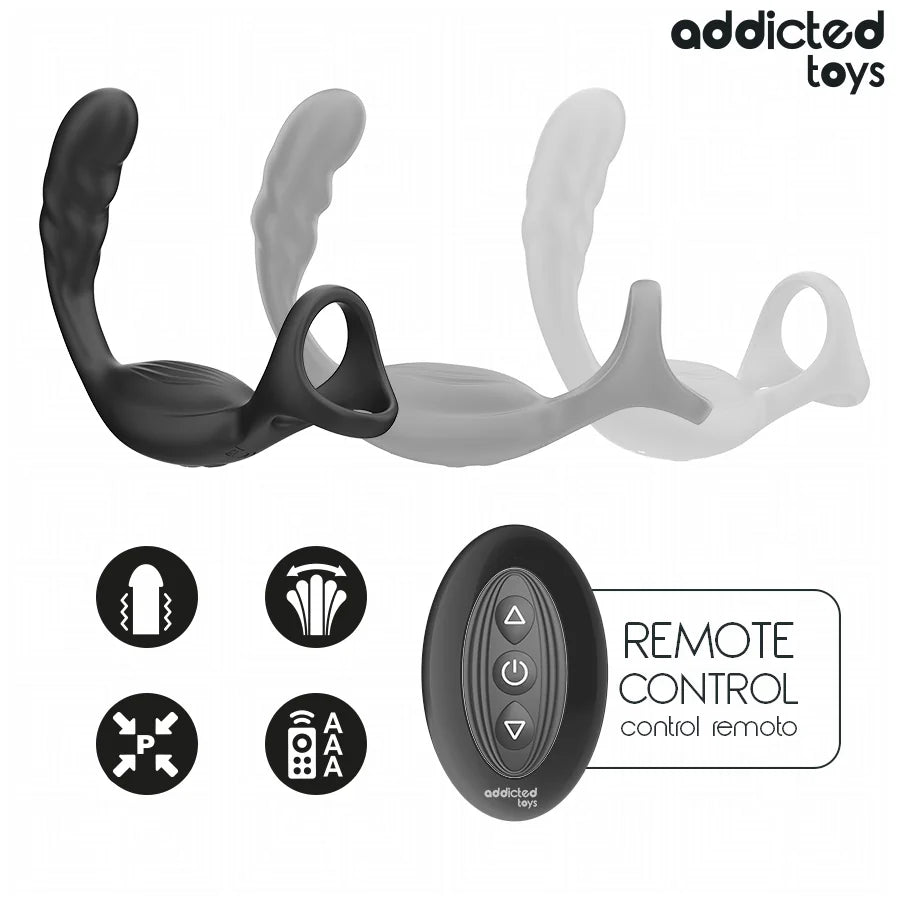 Addicted Toys - Dual Prostate Cock Ring Stim with Remote - PlayBlue
