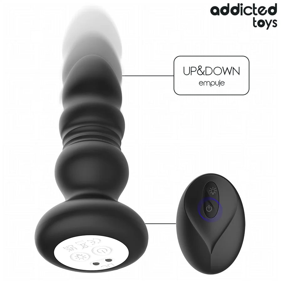 Addicted Toys - Thrusting Vibrating Remote Anal Plug with LED LIGHT - PlayBlue