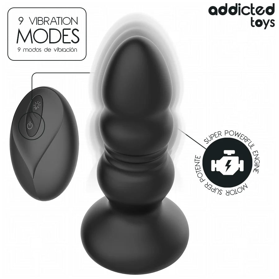 Addicted Toys - Thrusting Vibrating Remote Anal Plug with LED LIGHT - PlayBlue