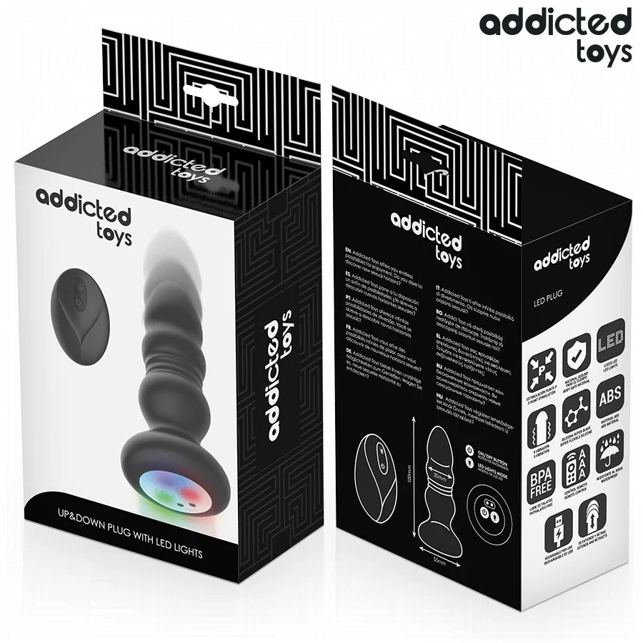Addicted Toys - Thrusting Vibrating Remote Anal Plug with LED LIGHT - PlayBlue