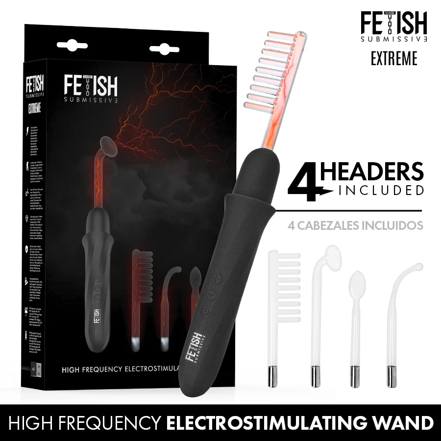 Fetish Submissive - High Frequency Electro-Stimulation Wand Kit - PlayBlue