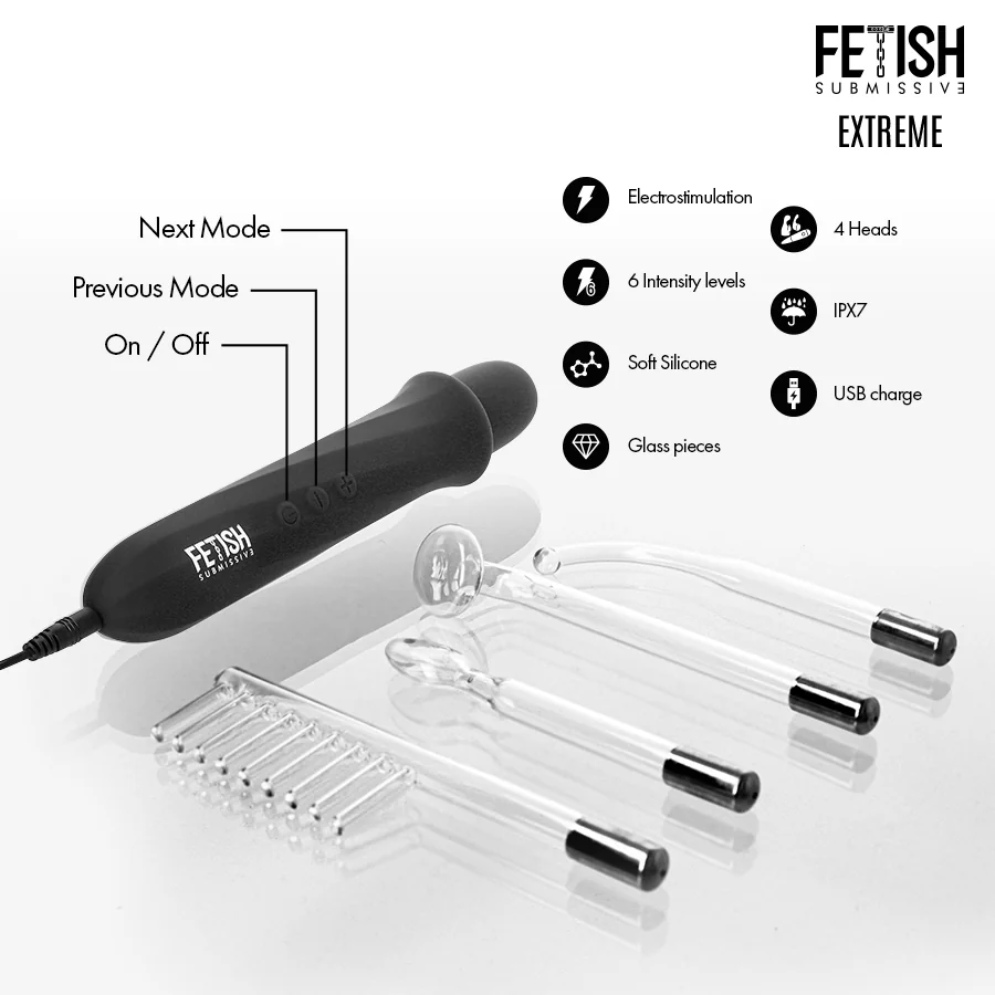 Fetish Submissive - High Frequency Electro-Stimulation Wand Kit - PlayBlue