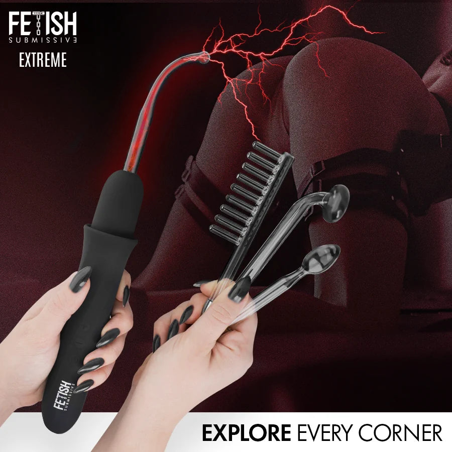 Fetish Submissive - High Frequency Electro-Stimulation Wand Kit - PlayBlue
