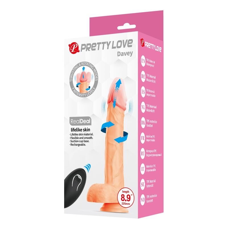 Pretty Love - Davey Thrusting Rotating & Vibrating Dildo
