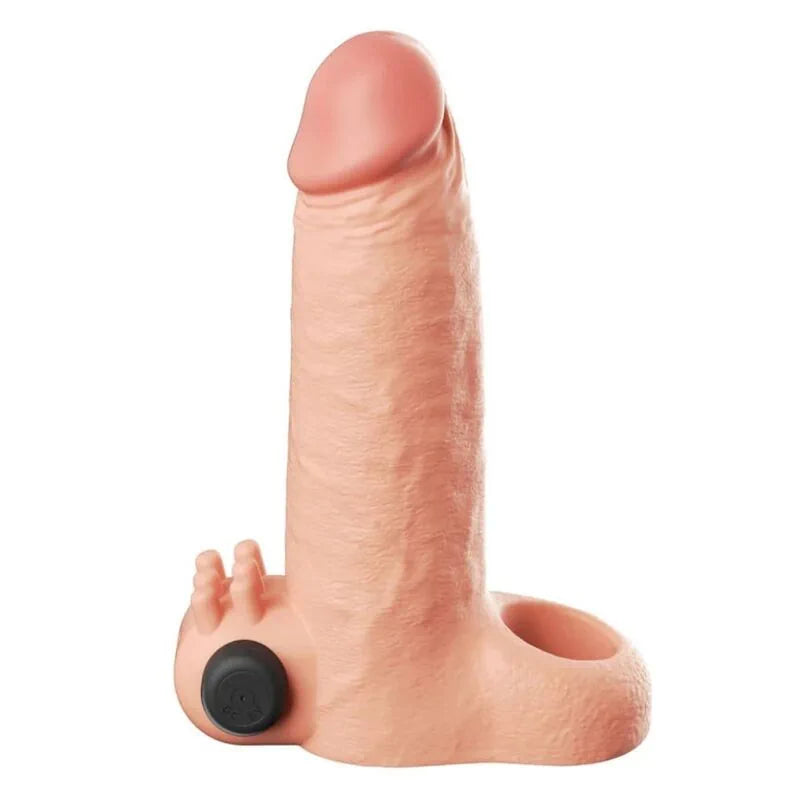 FantasyX - Vibrating Real Feel 5cm Penis Extension - PlayBlue