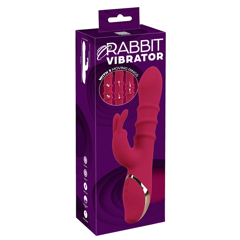 Rabbit Vibrator with 3 Moving Massage Rings - PlayBlue
