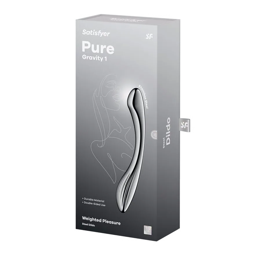 Satisfyer - Pure Gravity 1 - Stainless Steel Dual Dildo - PlayBlue