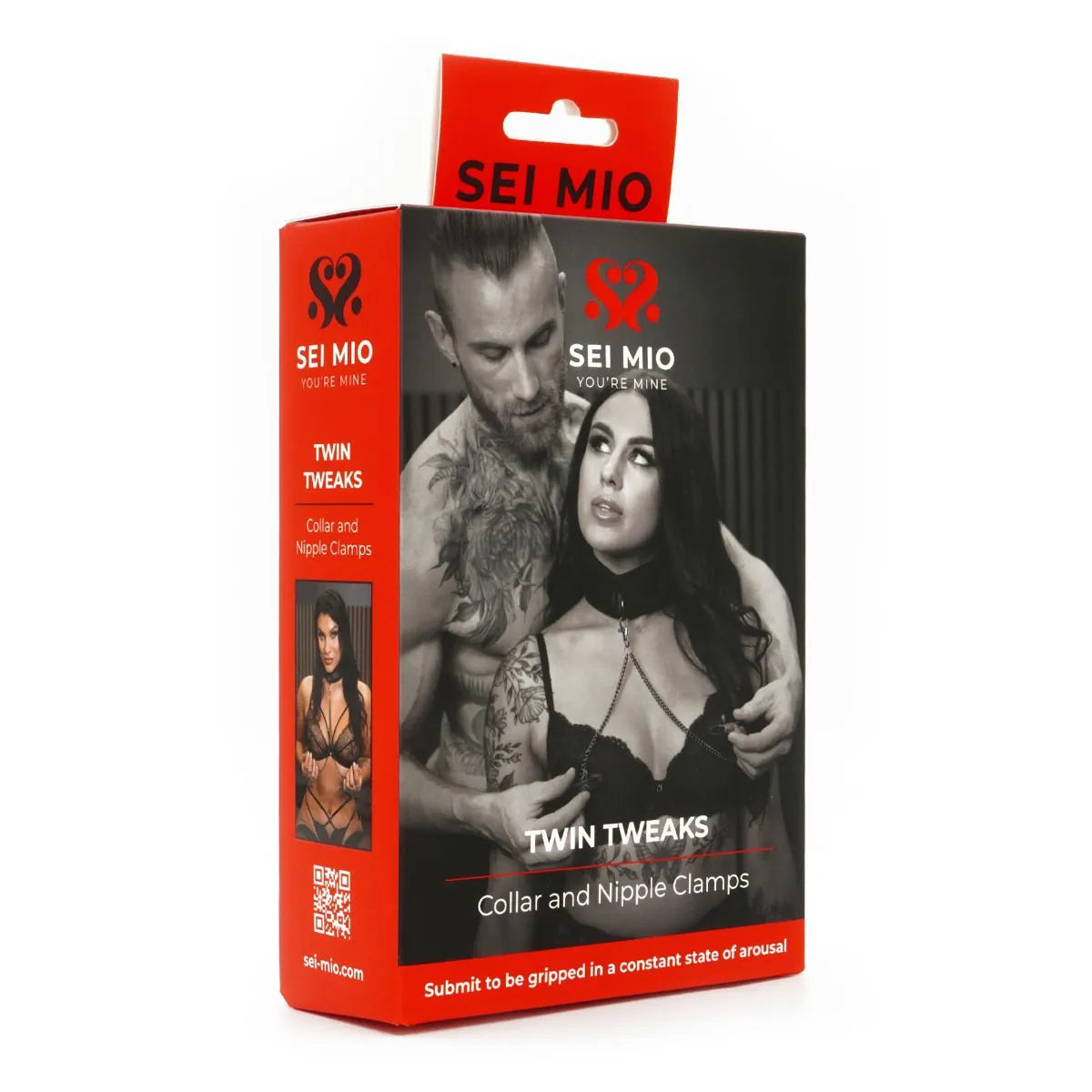 Sei Mio - Twin Tweaks - Velvet Collar with Nipple Clamps - PlayBlue