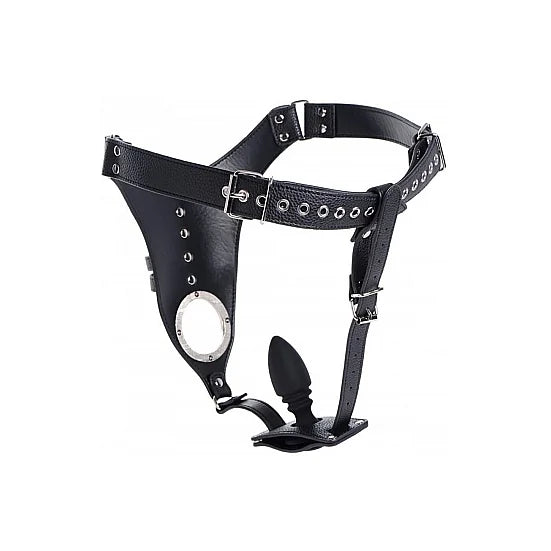 Chastity Harness for Men with Silicone Butt Plug - PlayBlue