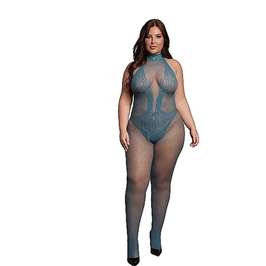 Le Desir - Fishnet and Lace Bodystocking - Queen Size