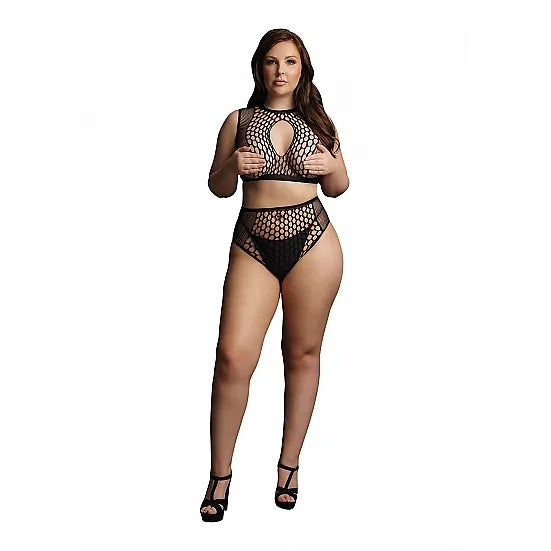 Le Desir - Duo Net Key-Hole Bra Set - Plus Size - PlayBlue