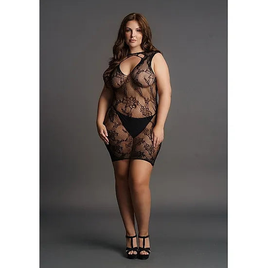 Le Desir - High Neck Lace Mini Dress - Plus Size - PlayBlue