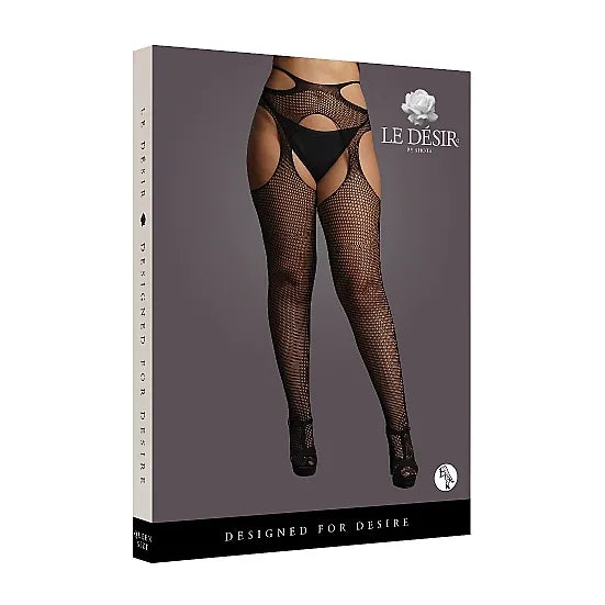 Le Desir - Suspender Pantyhose with Strappy Waist - Plus Size - PlayBlue