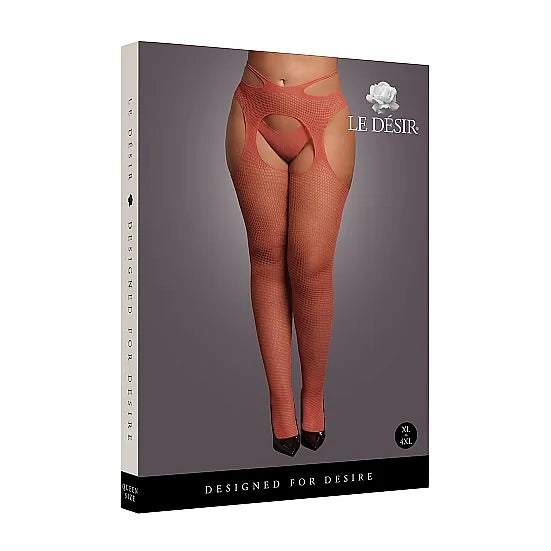 Le Desir - Suspender Pantyhose with Strappy Waist - Queen Size - PlayBlue