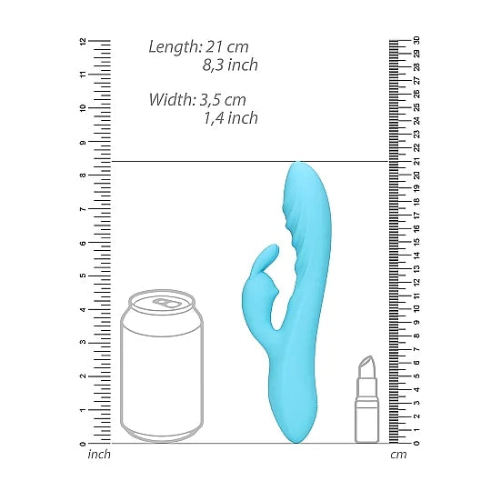 Ribbed Ultra Soft Silicone Rabbit Vibrator - Glacial Blue - PlayBlue