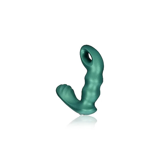 Beaded Vibrating Prostate Massager with Remote Control - Metallic Green - PlayBlue