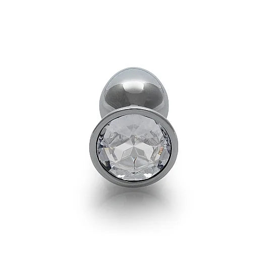 Round Silver Gem Butt Plug - Small - PlayBlue